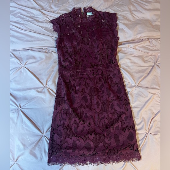 Burgundy Lace Midi Dress (Medium) - Picture 2 of 4